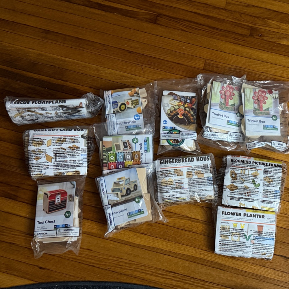 Set of 12 Home Depot and Lowe’s Monthly DIY Kid Activities – Natural Wood Color